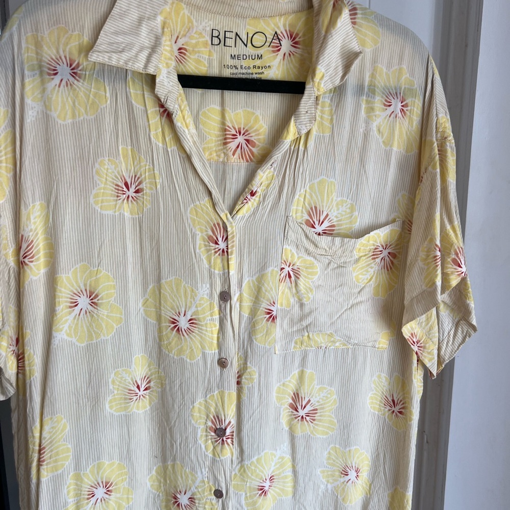 Benoa Yellow Hapa Aloha Shirt Coverup